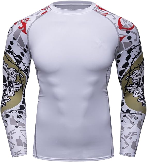White Long Sleeve Compression Gym Shirt - Image 9