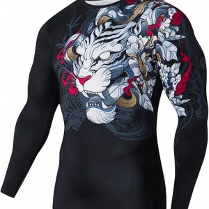 Unleash Power & Style – Tiger/Demon Graphic Compression Shirt for Men
