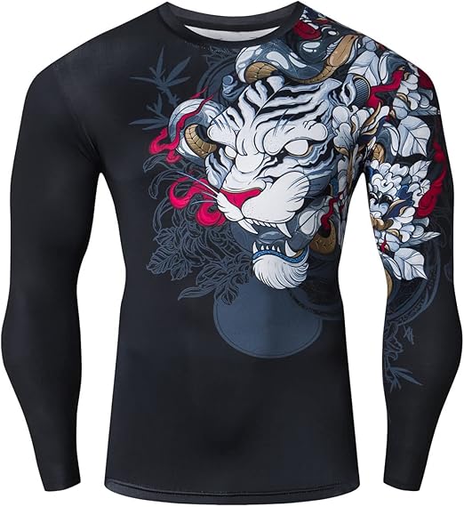 Unleash Power & Style – Tiger/Demon Graphic Compression Shirt for Men - Image 3