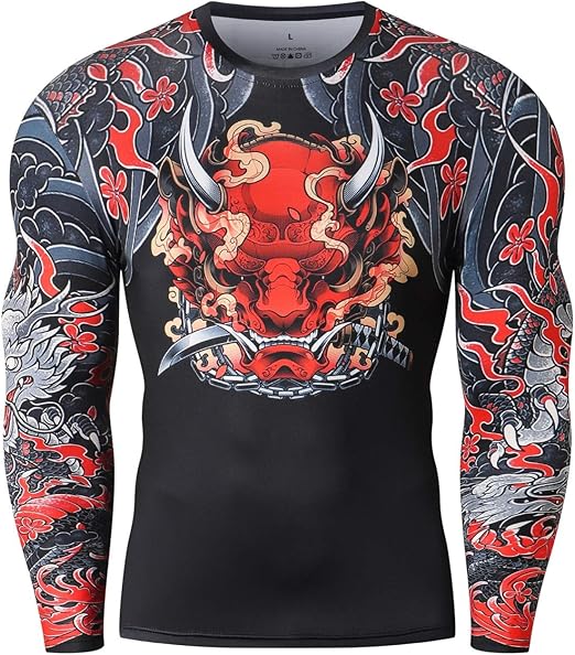 Unleash Power & Style – Tiger/Demon Graphic Compression Shirt for Men - Image 6